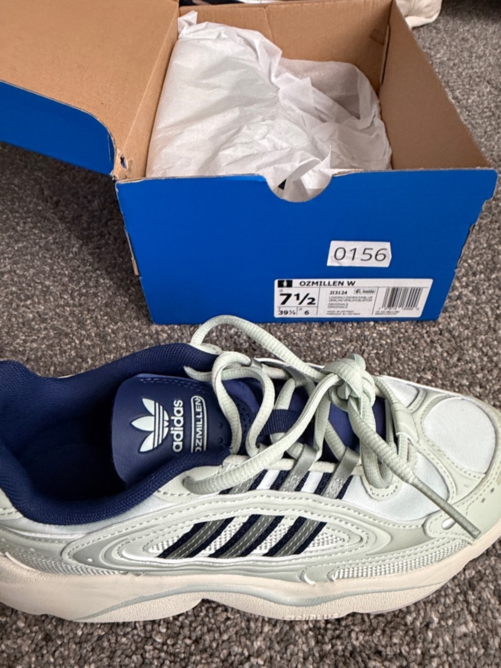 adidas Ozmillen Sneakers in Mint Green & Navy for Women